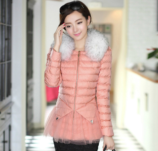 新款韩版棉衣 女外套冬装 修身大码羊毛领中长
