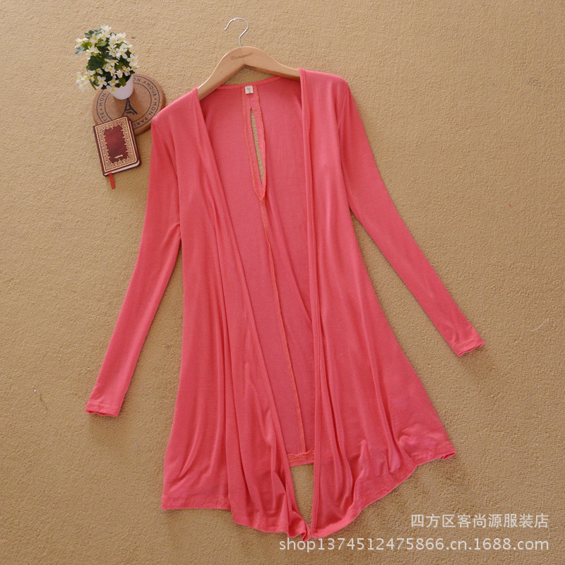 2013秋季时尚<em>日韩新款</em>女士中长款针织<em>开衫</em> 后