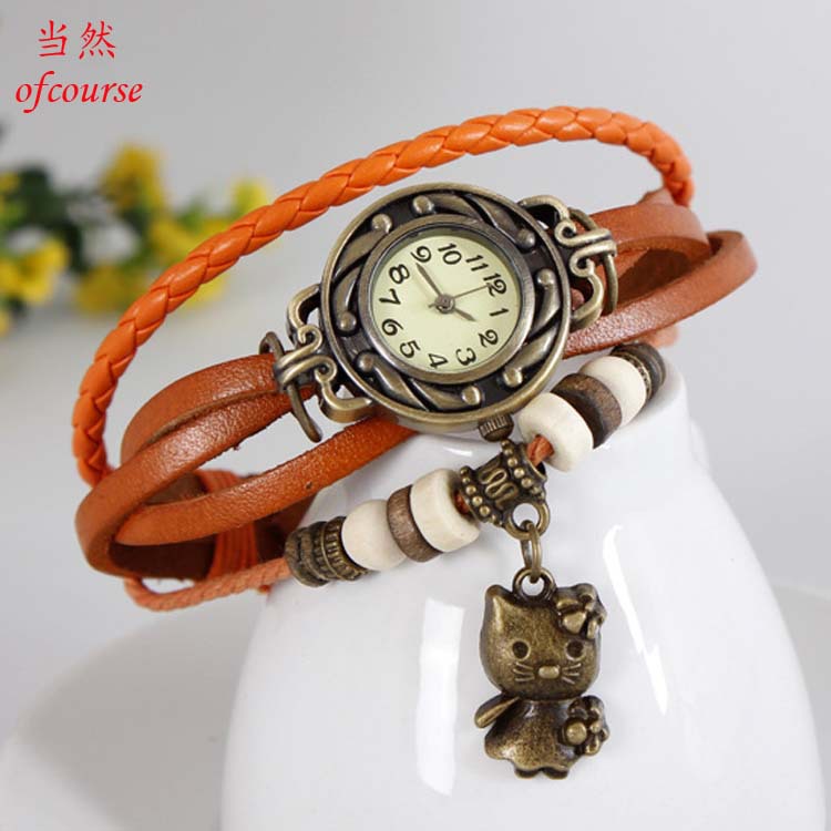 <em>流行</em>时尚<em>女士手表</em>热销外贸手表批发 喵咪复古