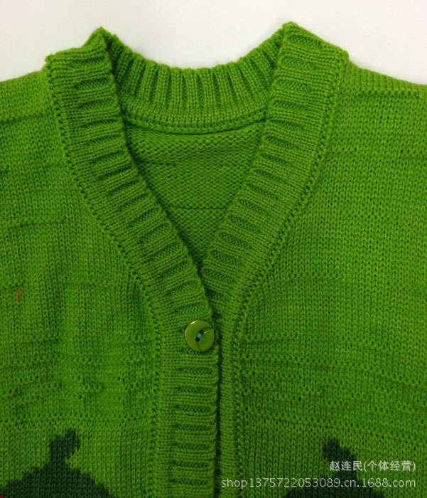 儿童毛线背心水果草莓图案<em>宝宝</em>马甲 V领<em>开衫</em>毛