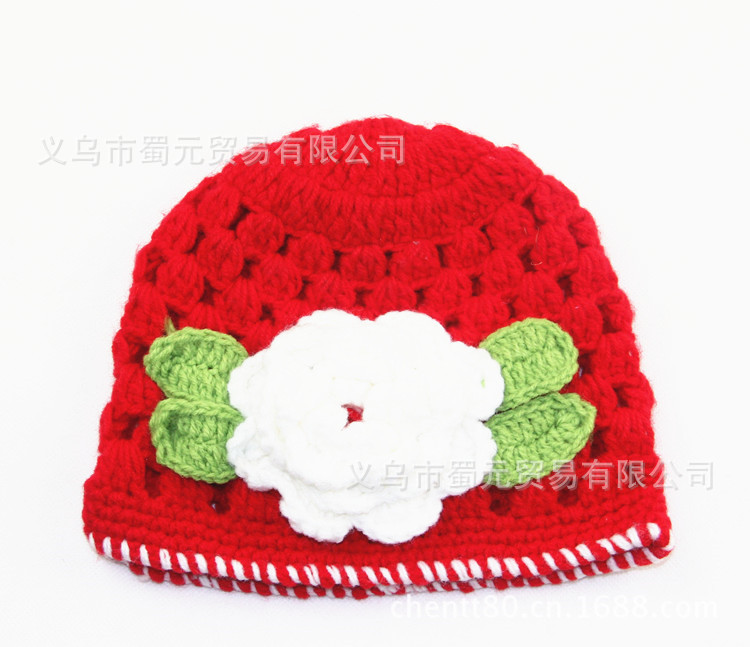 批发采购帽子-韩版女宝宝套头针织帽 花朵叶子