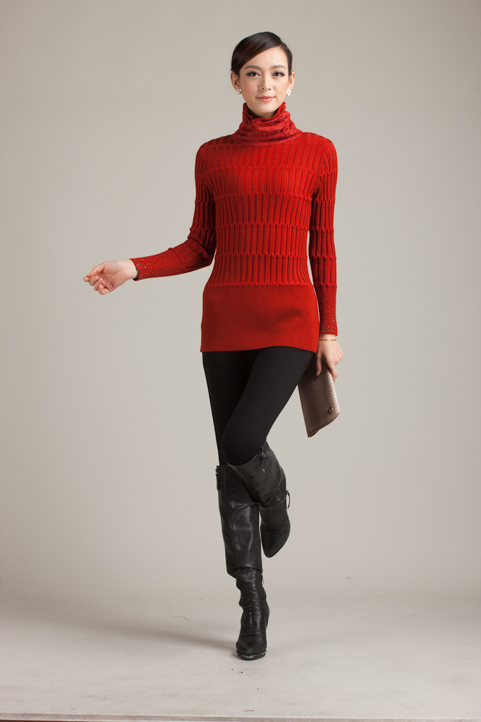 批发采购女式针织衫-<em>短款加厚高领毛衣</em> <em>女士</em>堆