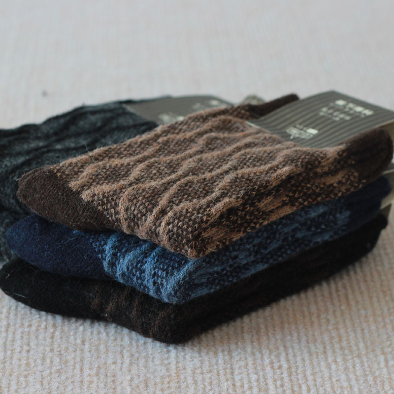 丝袜-秋冬羊毛袜批发 加厚保暖袜 双路针织男士