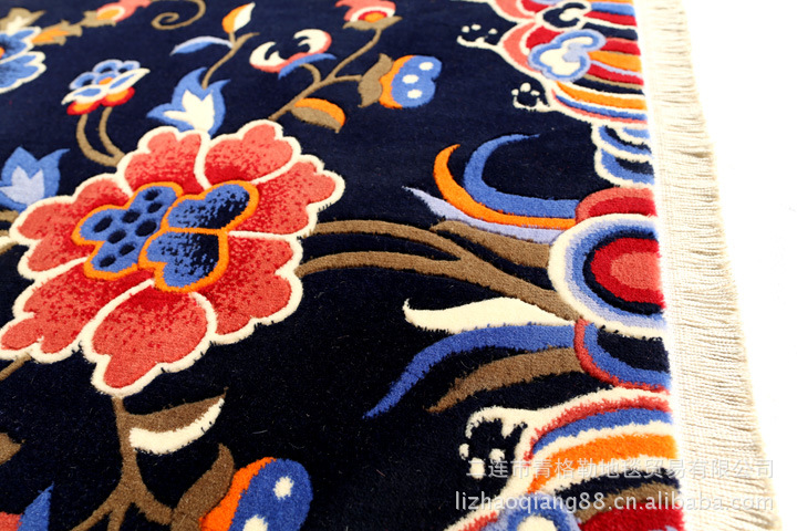 家供应100%新西兰羊毛地毯牡丹花手工剪花做