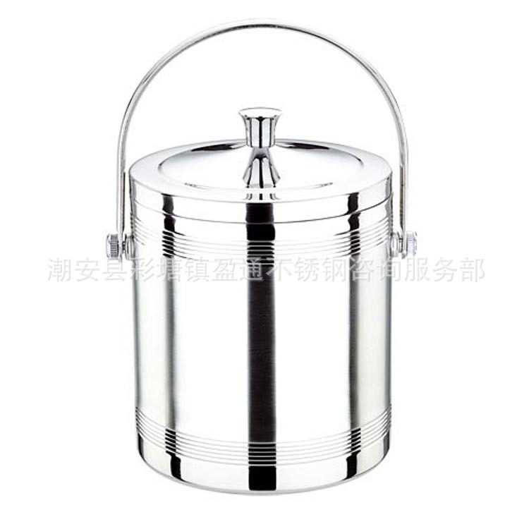 不锈钢双层冰粒桶(带手提)(直型)