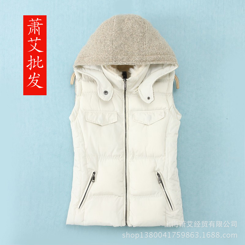 <em>马甲</em>2013秋冬新品韩版<em>女装</em>修身连帽女式<em>棉马</em>