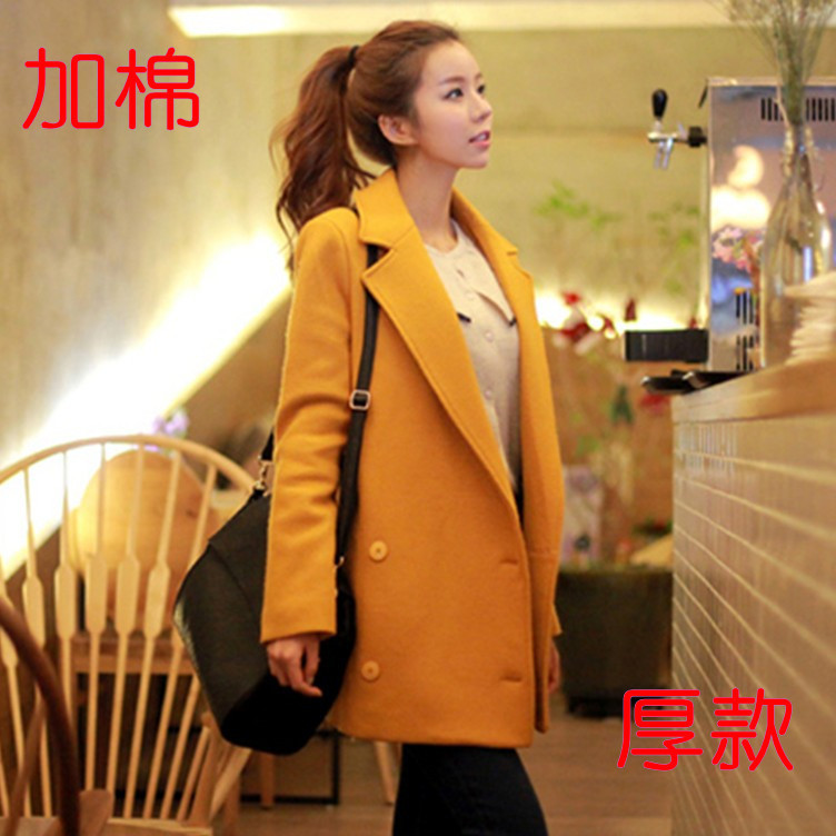 2013冬季新款韩版宽松大码女装呢子大衣中长