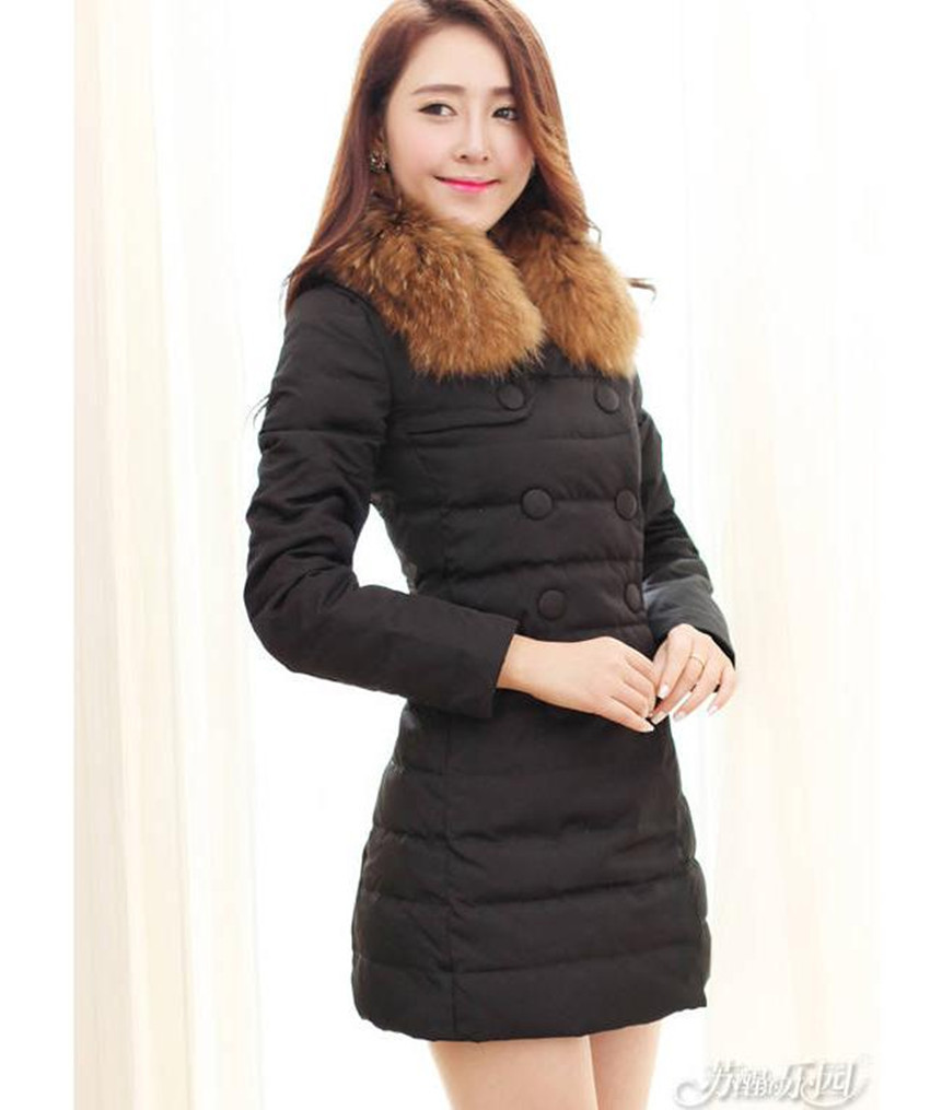 2013冬季新款新品羽绒服 韩版女装修身双排扣