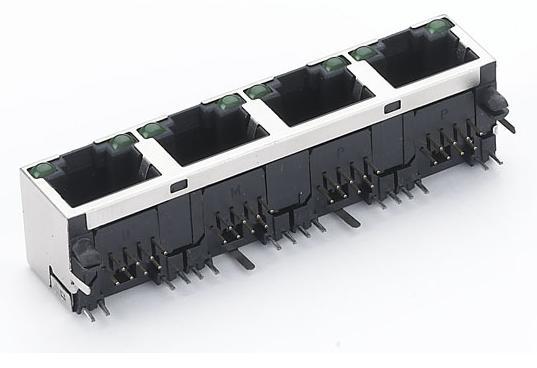RJ45 1x4带灯屏蔽