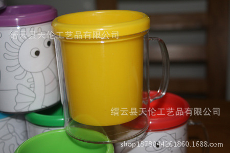 水杯/笔杯/双层画杯/马克杯/diy/可放照片/儿童杯/塑料杯子