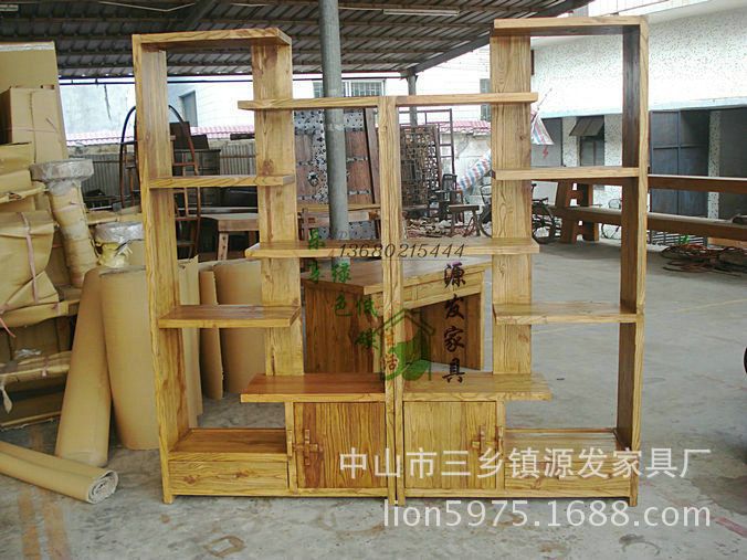 供应yf0550现货促销 榆木博古架 多宝格 盆景架 瓷器架 茶叶架 实木架