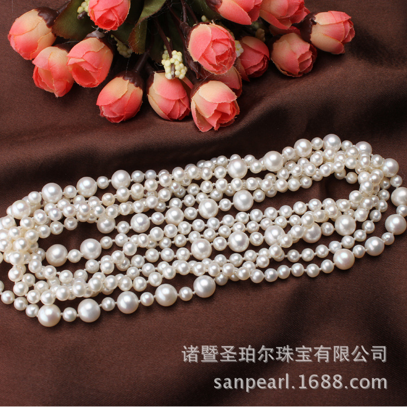 新品毛衣链 5-5.5mm小珍珠与25颗9-10mm正圆珠相间 清新脱俗 图片_高清大图 - 阿里巴巴