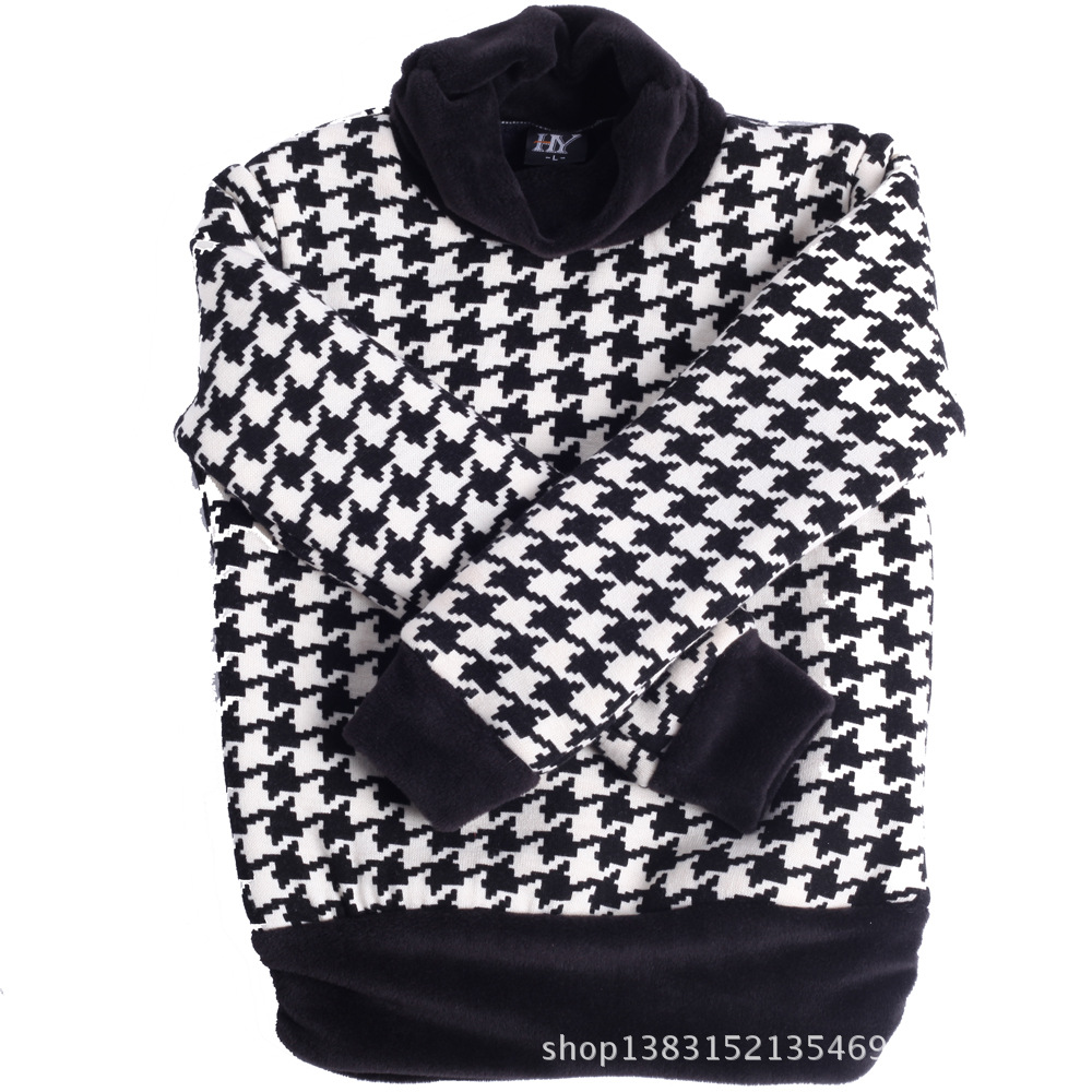 <em>童装</em>时尚女装 冬季<em>毛衣</em> 绒<em>加厚</em> 千鸟格长衫 粤宏