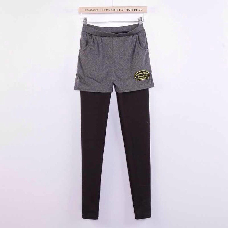 假两件<em>短裤加长裤</em>连体打底裤个性打底铅笔裤加