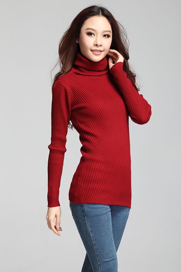 【韩版女装<em>长款毛衣</em> 针织衫 简约时尚特色纹理