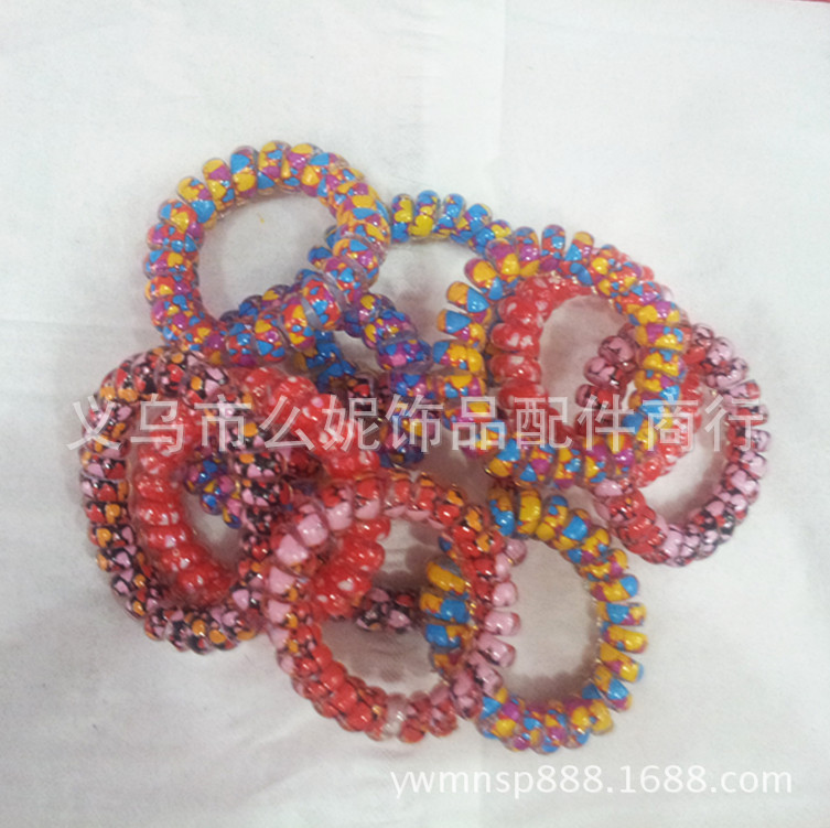 【韩国创意电话线印花发圈 扎头发箍 发绳 多款