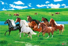群马奔腾动物画风景壁画简约装饰画马年纸画批发
