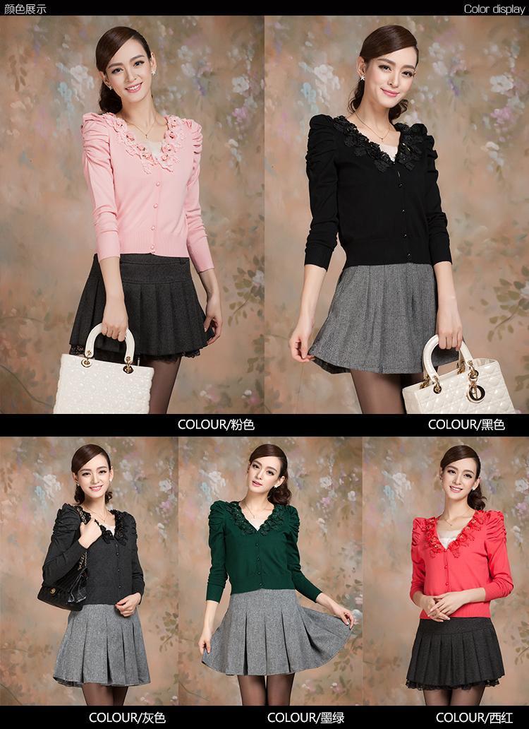 春秋装新款泡泡袖淑女<em>甜美</em>清新韩国<em>日系</em>短款开