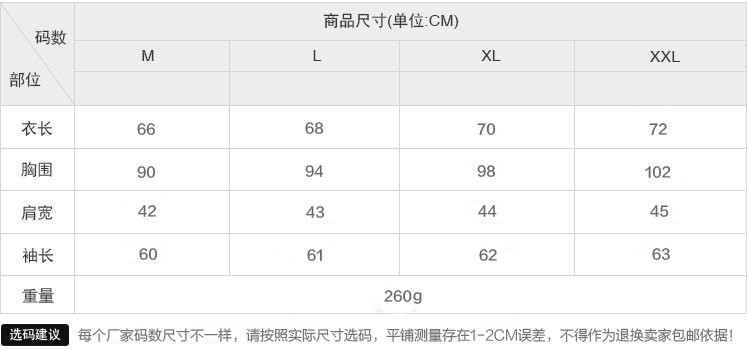 尺碼表