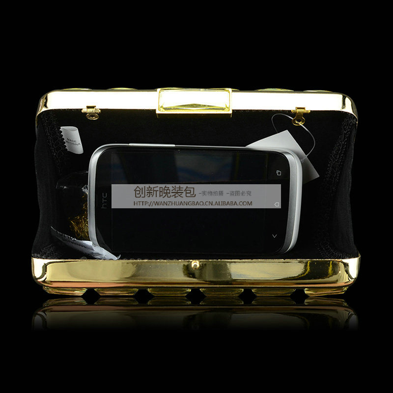 满钻手拿包黄色玻璃满钻包