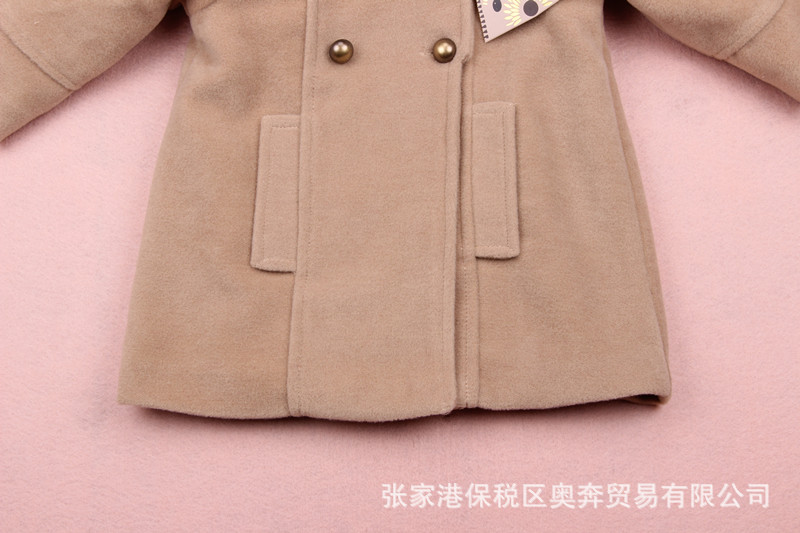【品牌童裝】冬款童外套 駝色雙排扣連帽 兒童童外套 童裝批發