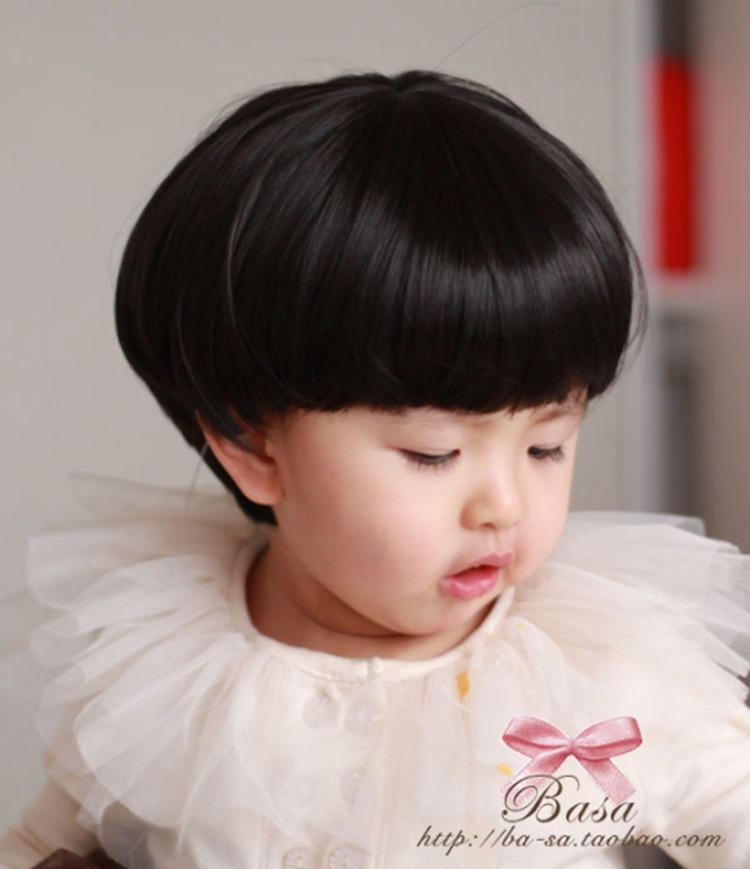 【DJ818宝宝假发 长直发 <em>齐刘海儿童</em> 深棕色 微