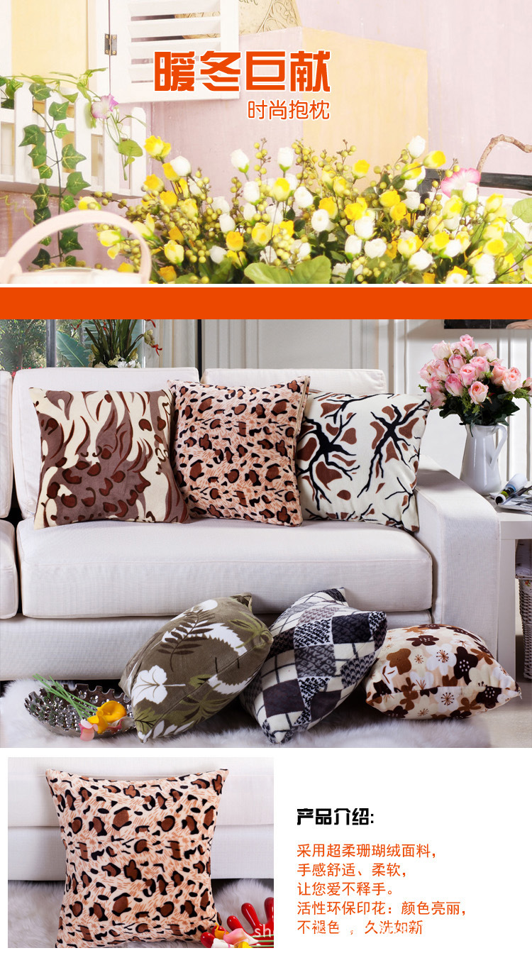 珊瑚绒时尚保暖抱枕靠垫1