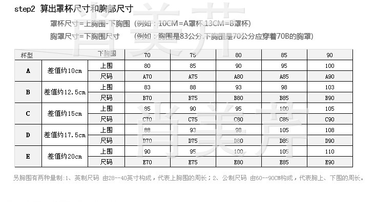 胸罩規格表