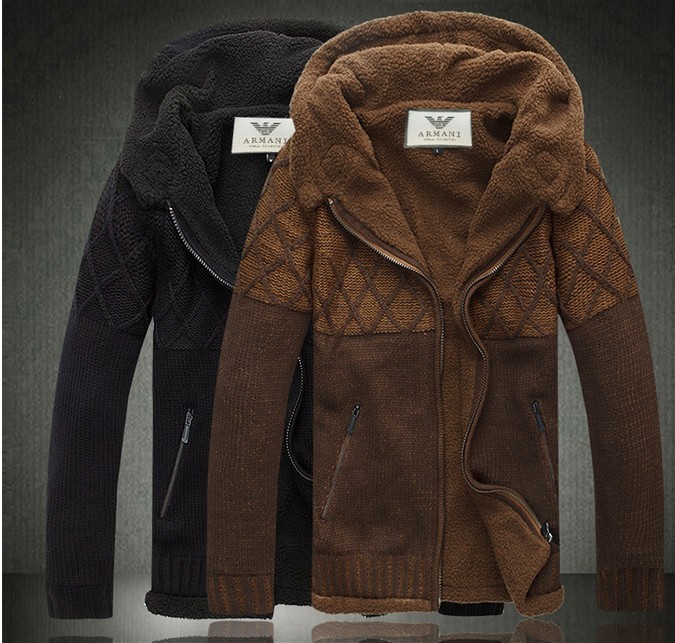 冬欧美大牌新款男装<em>男士</em>针织<em>外套 加厚加绒</em>保