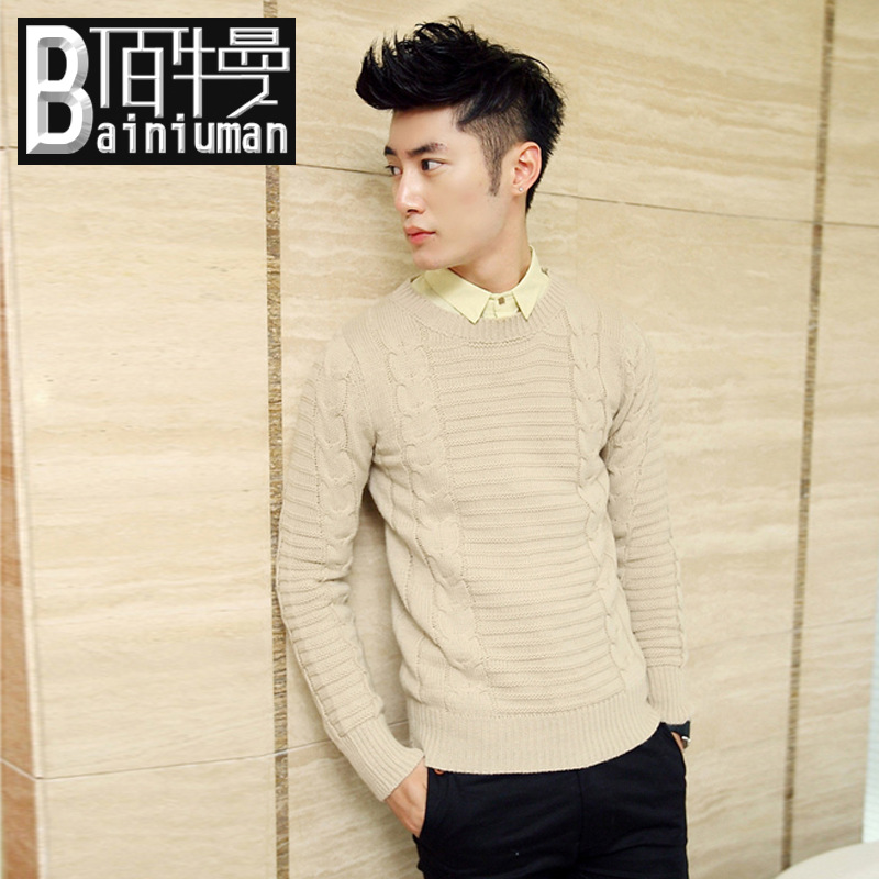 2013新款时尚 韩版扭花工艺 <em>麻花编织</em>套头<em>毛衣</em>