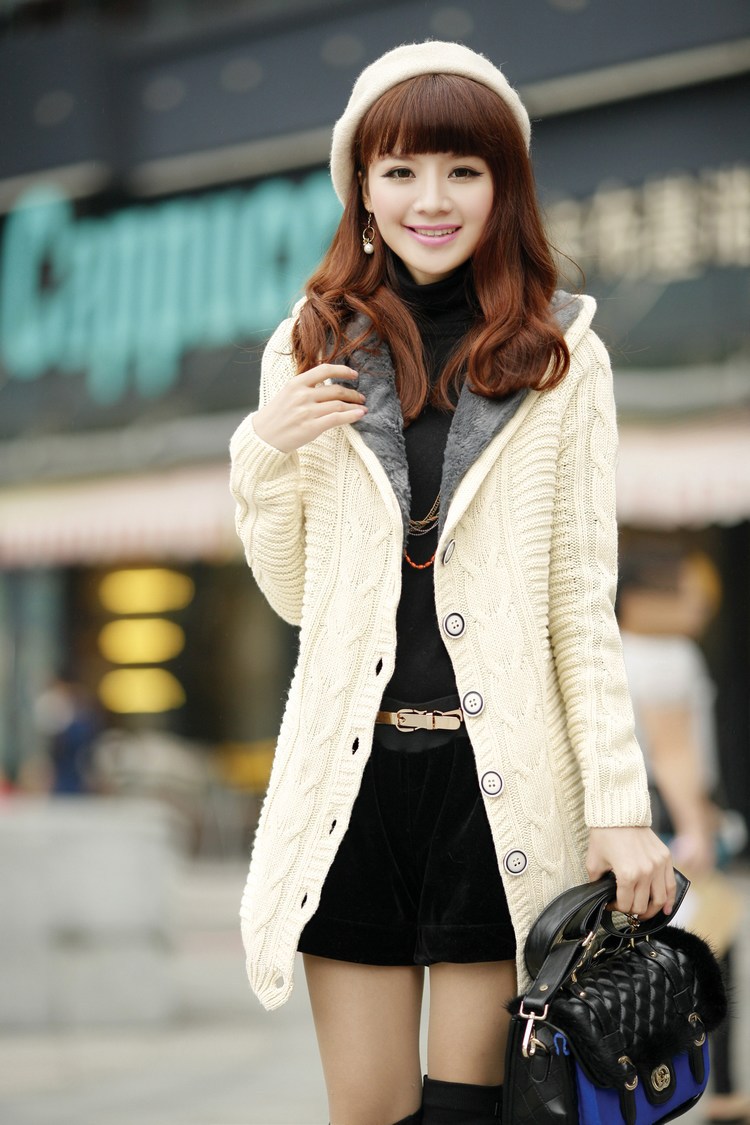 批发采购<em>女式</em>毛衣-2013新款<em>加绒加厚针织开衫</em>