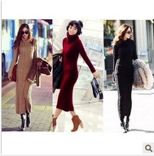 高领加厚麻花套头大<em>长款毛</em>衣裙<em>毛衣</em>连长衣裙_