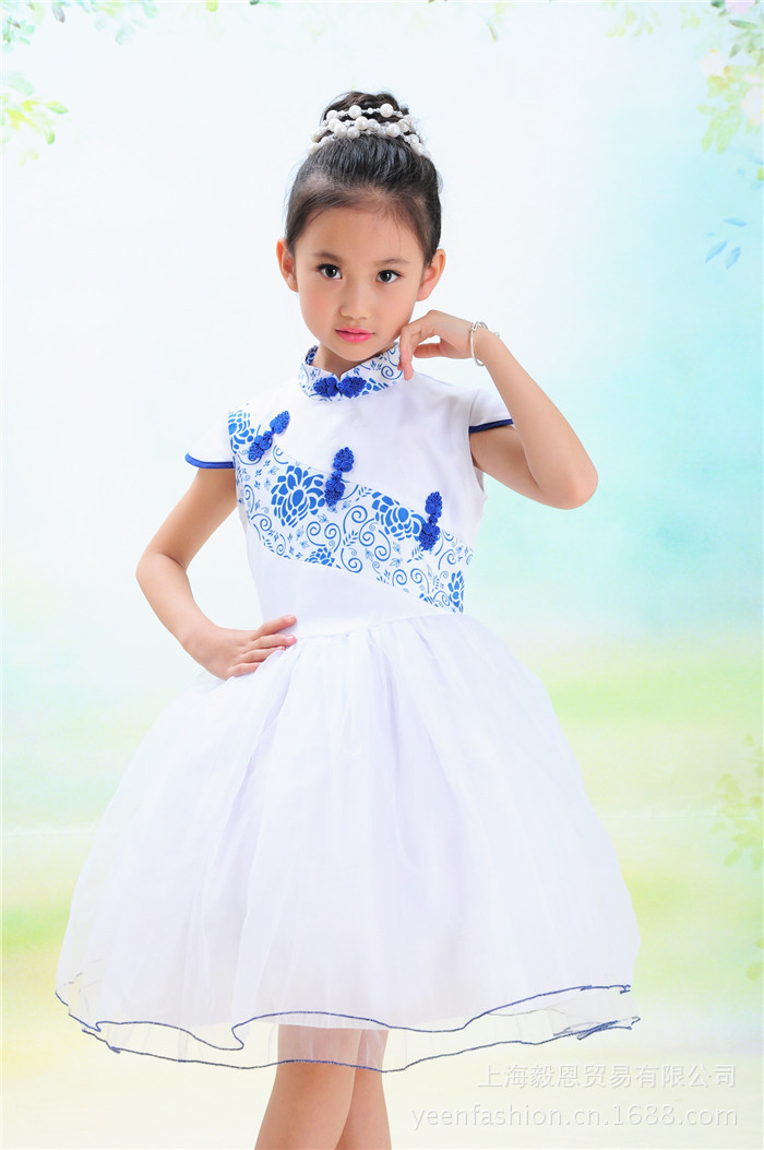 2013小礼服<em>青花瓷</em>儿童纱裙 <em>女童公主裙</em>蓬蓬连