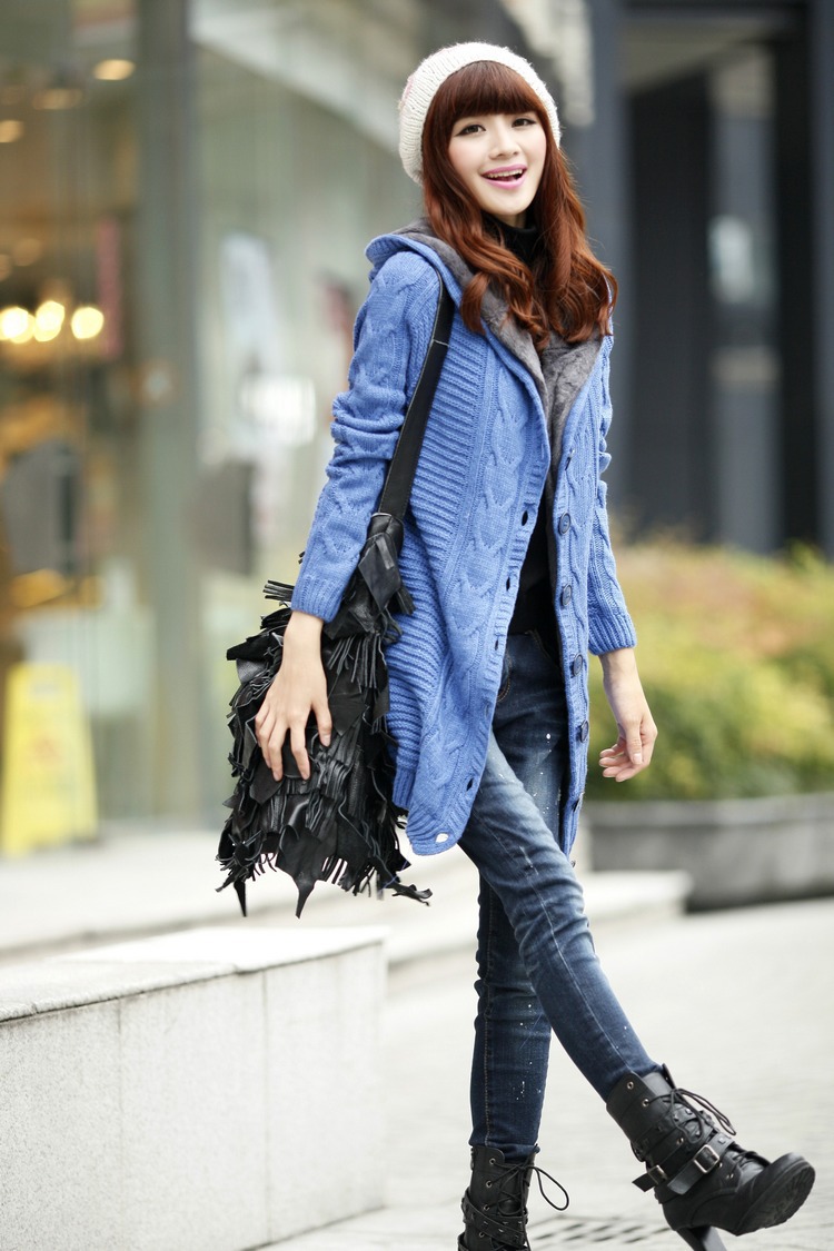 批发采购<em>女式</em>毛衣-2013新款<em>加绒加厚针织开衫</em>