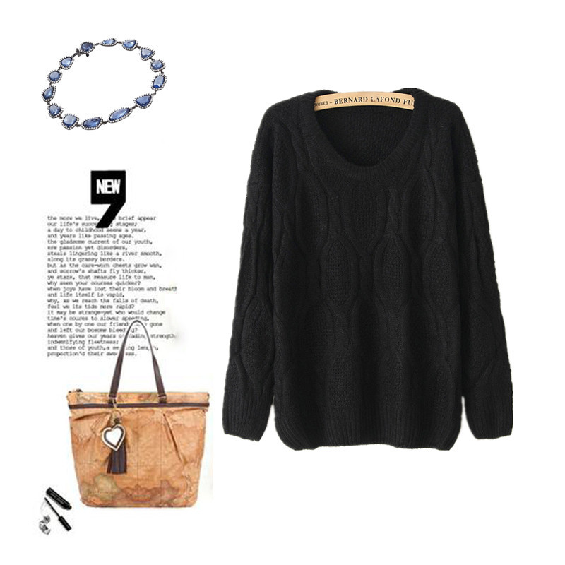 批发采购女式<em>毛衣</em>-2013韩版<em>麻花菱形</em>格圆领套