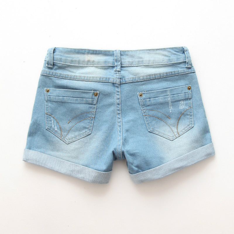秋季新品 <em>韩版女装</em>水洗<em>牛仔</em>裤 <em>短裤</em>女中腰弹力
