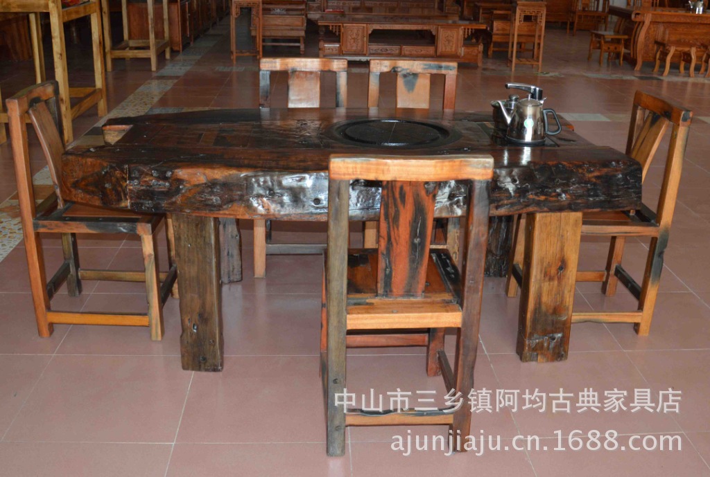 【厂家特价】老船木茶台茶桌 功夫茶台船木茶桌 石磨