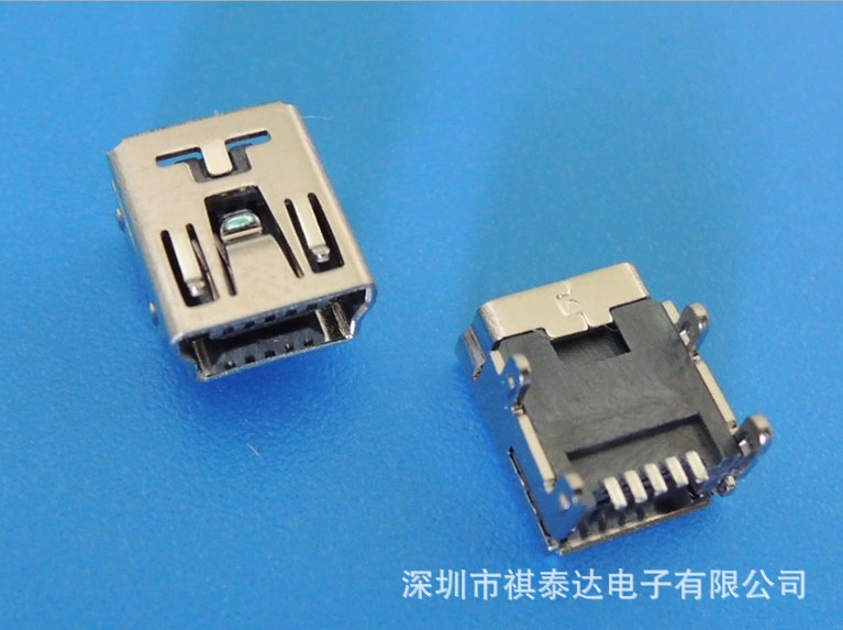 MINI USB 5PF SMT四脚插板连接器QTD-USB