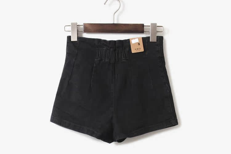 外贸原单<em>女式冬季</em>弹力<em>黑色</em>牛仔<em>短裤</em> 高腰显瘦