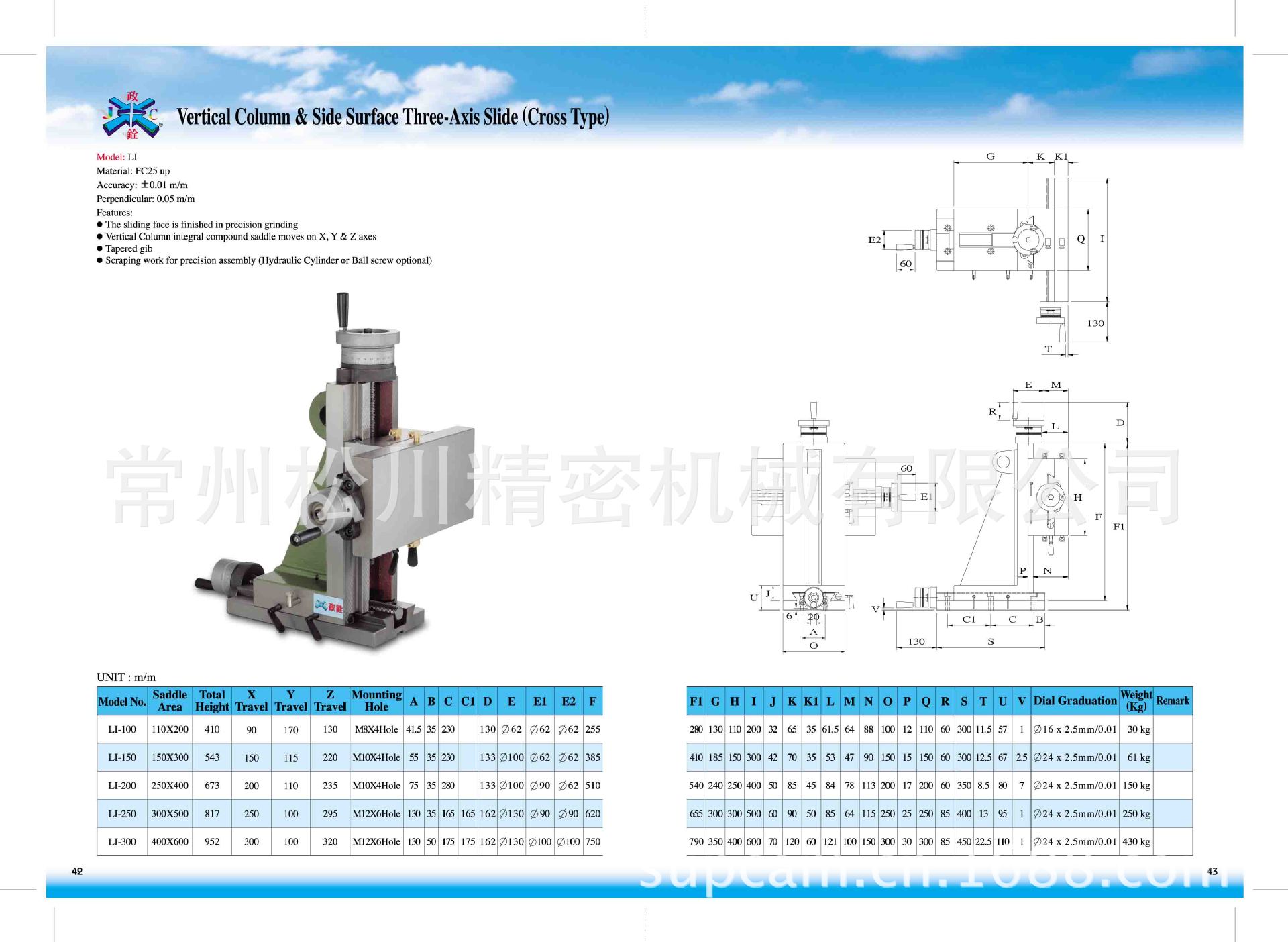 LI-立柱底直向侧面十字滑座(三轴)资料