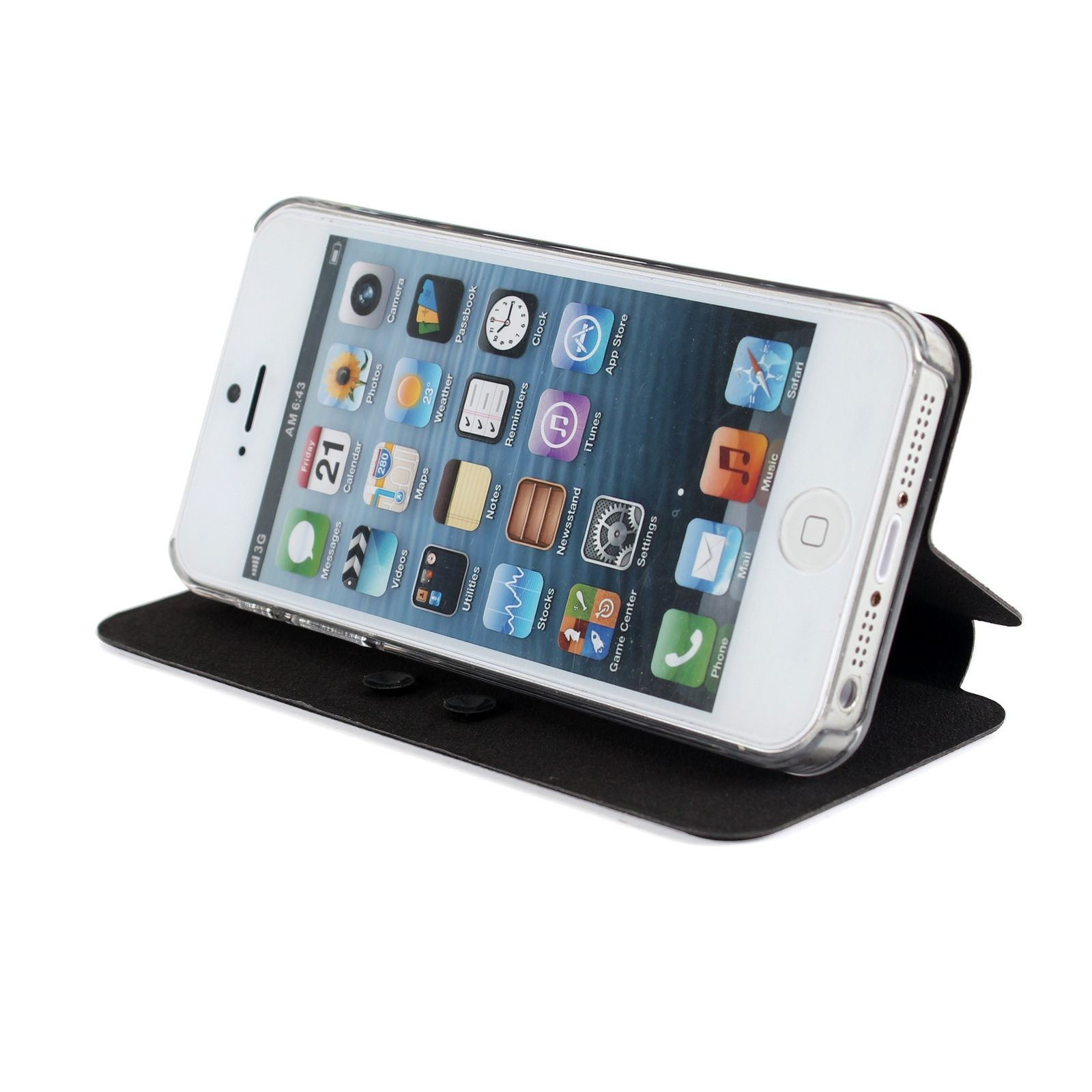 手机保护套-吸盘扣斜纹支架手机皮套 苹果ipho