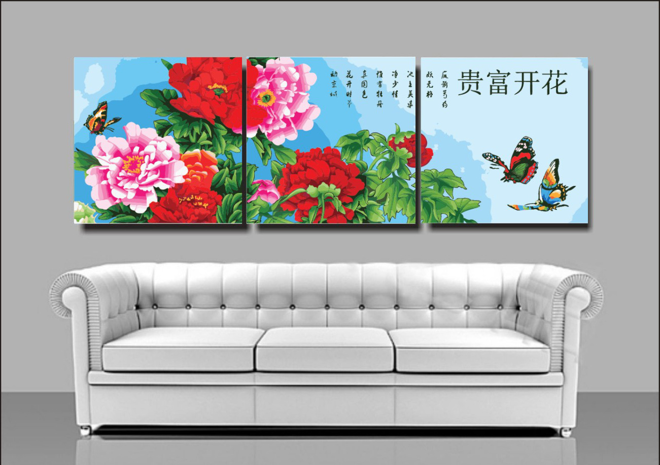 diy數字油畫廠傢 批發 外貿專供50*50*3cm花開富貴工廠,批發,進口,代購