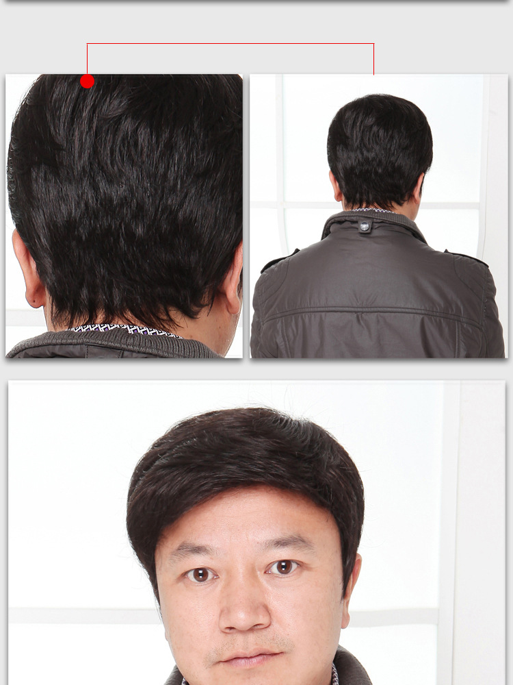 美蝶假发 中老年发假发 高档男士假发 手钩自由顶 进口卡尼丝