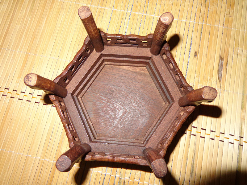老鸡翅木六角底座/香炉/奇石/花瓶底座