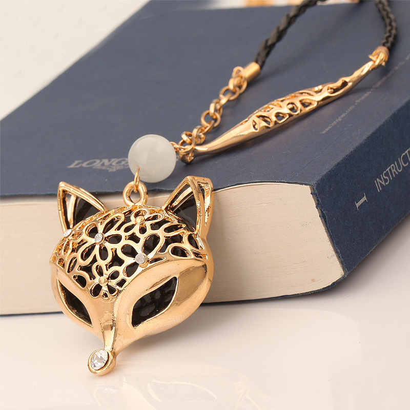 新款 热卖时尚精品狐狸头<em>项链</em> 韩版<em>饰品</em>批发 女