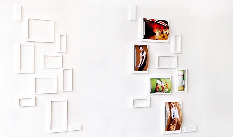 创意墙贴时尚长方形照片墙贴木质3D立体墙贴