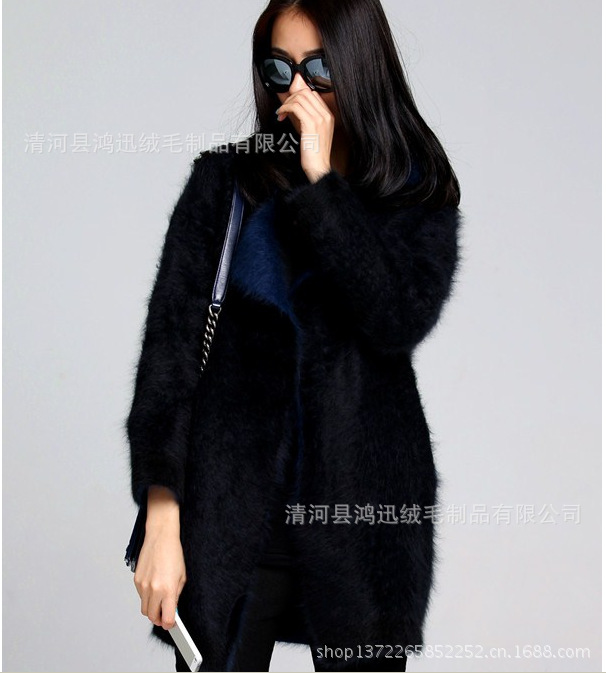 【女士 长毛<em>貂绒</em>制品 <em>貂绒</em>衫 <em>长款毛衣</em> <em>开衫</em>】价