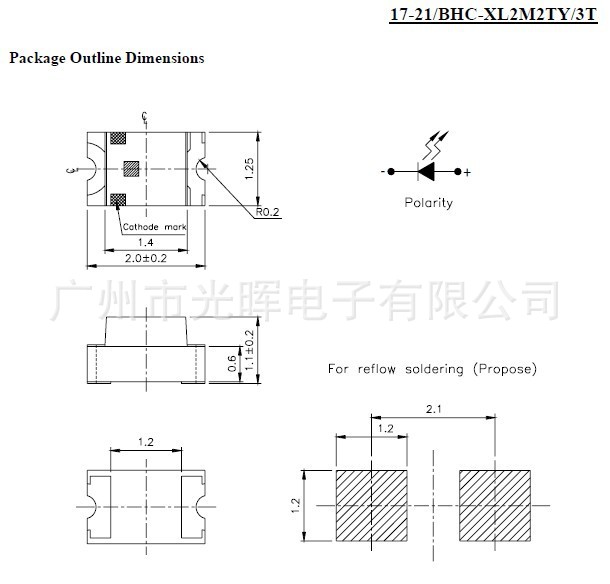原装现货亿光 贴片发光二极管 17-21/bhc-xl2m2ty/3t