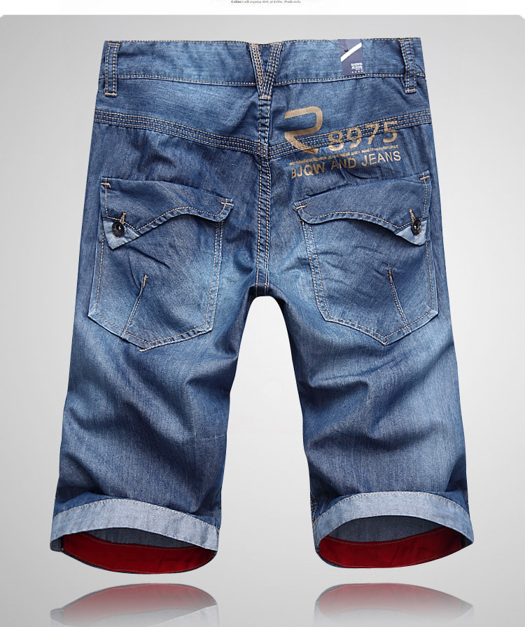 13夏装 男士休闲<em>牛仔</em>中裤 <em>男装直筒牛仔短裤</em> 男