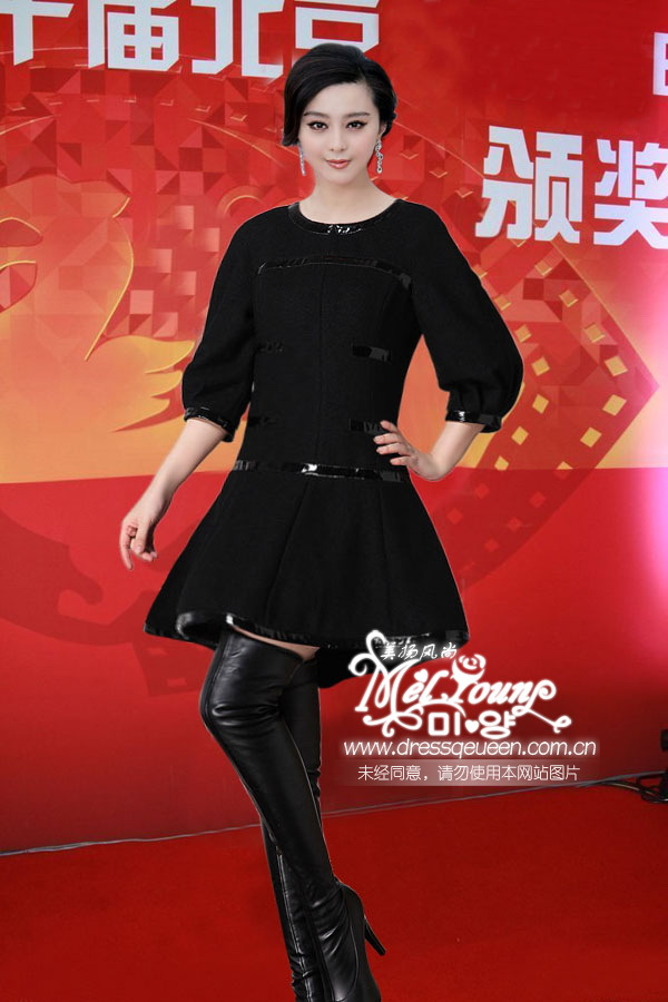 采购连衣裙-2013秋冬季新款 章子怡明星泡泡袖